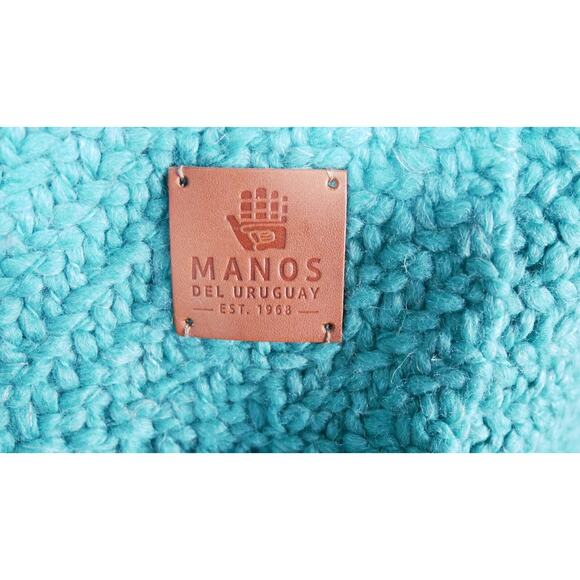 Manos Del Uruguay NWT Handmade Merino Huella Poncho Uruguay OS Teal Blue Aqua - Picture 3 of 8